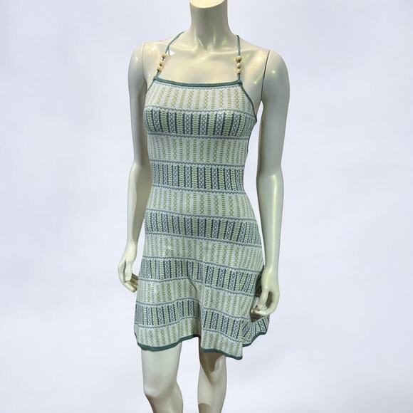 Cider Green Knit Boho Mini Dress – Size Medium - Picture 1 of 16